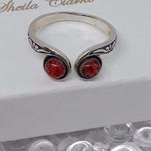 White Gold Celtic Ring with Black Opal Triplets