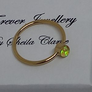 Gold Vermiel Ring with Citrine Multi Green Opal Doublet